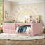 Lit simple tapissier de sol simple, lit de sol Montessori avec rails de sécurité, cadre de lit pour enfant surélevé et bas, rose-389458770-389458775
