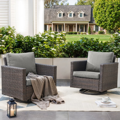 Naresa Wicker Swivel Glider Chairs With 4 Inch Olefin Cushions