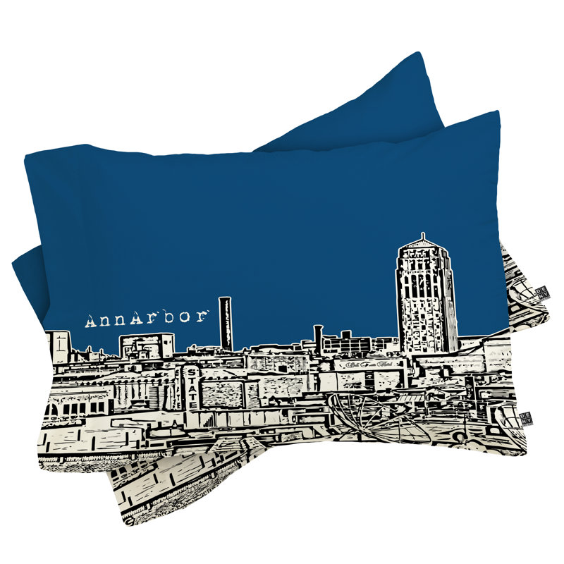Bird Ave Ann Arbor Pillowcase, Standard, Navy