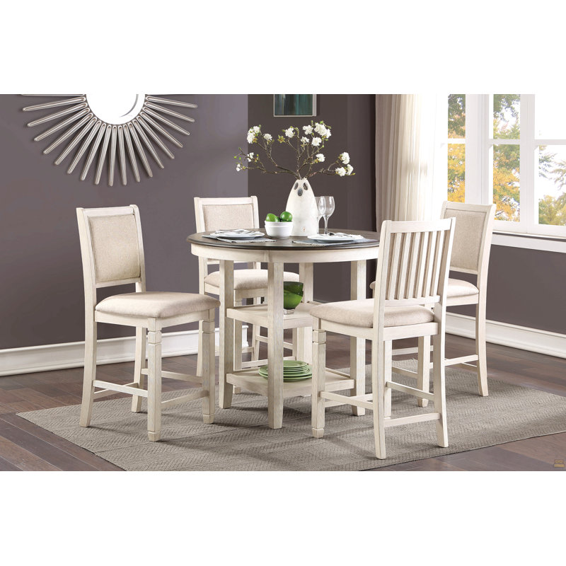 Ensemble de 2 chaises en bois, Blanc antique