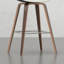 Mid-century Modern Stools (2) - Cream Seat & Back Brown Veneer Frames Footrest Kitchen Accessory Piece Counter/bar Stool Upholstered, Footrest, Frame, Theme