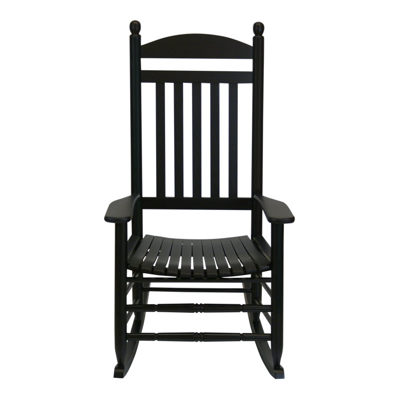 Chaise berçante d'extérieur en bois massif , Noir mat
