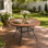 Table de salle à manger ronde en métal 40,6 "avec trou pour parasol