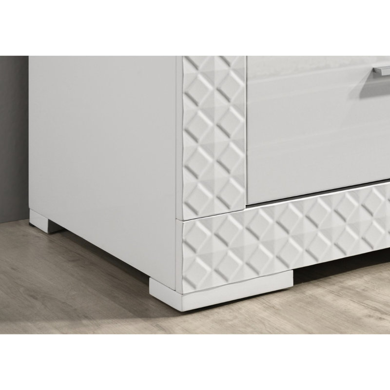 Table de chevet transitionnelle ultrabrillante blanche 1Pc