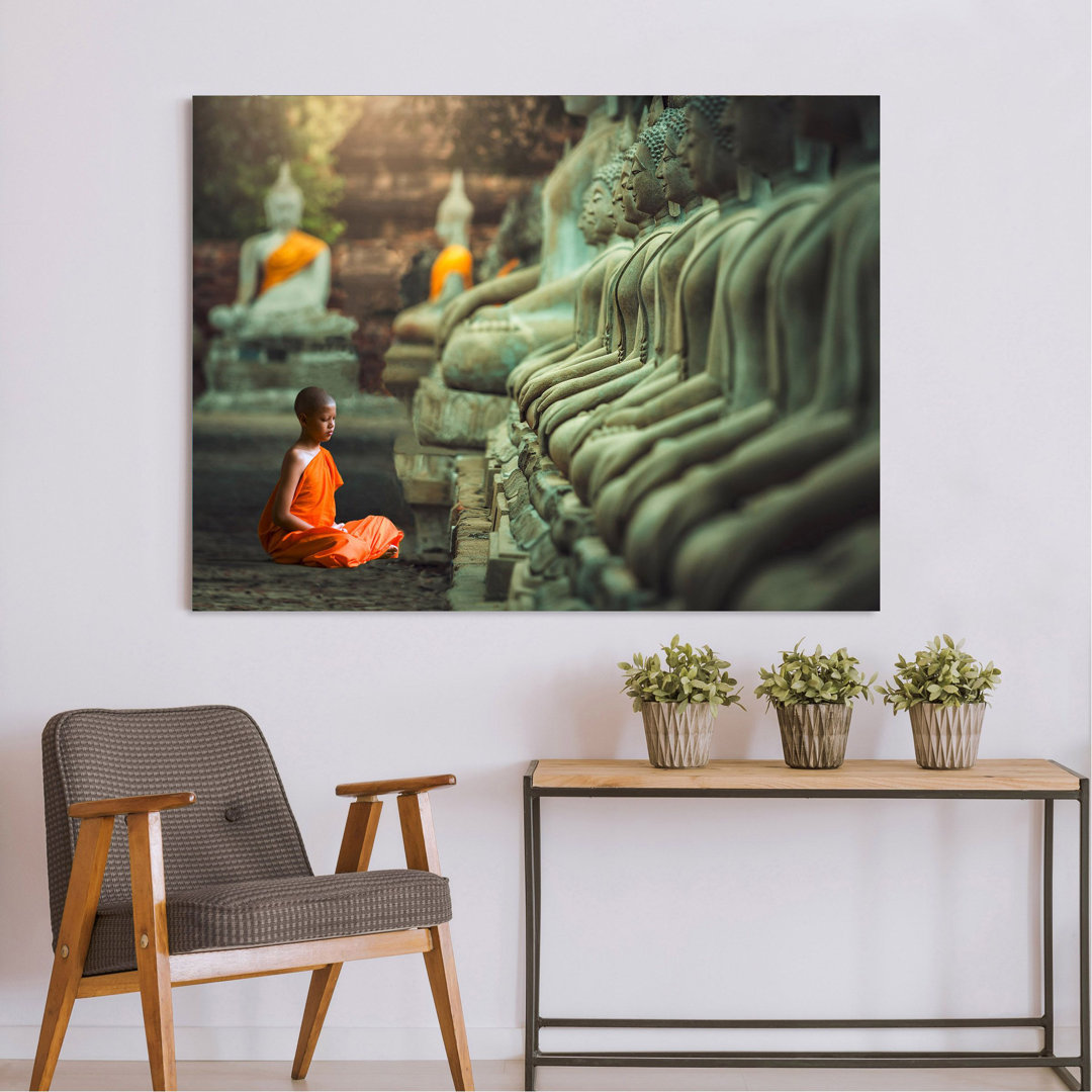 Young Buddhist Monk Praying, Thailand by Pangea Images - Wrapped Canvas Print
