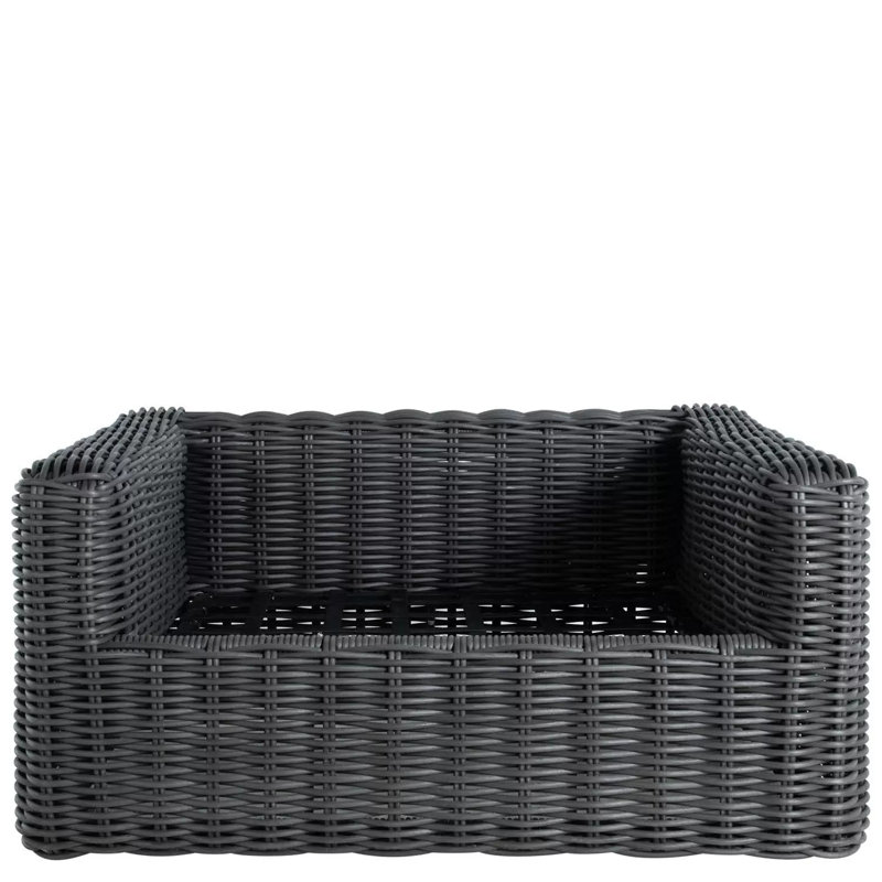 Montecito Woven N-Dura Resin Wicker Outdoor Lounge Chair - Onyx, Linen Snow, No