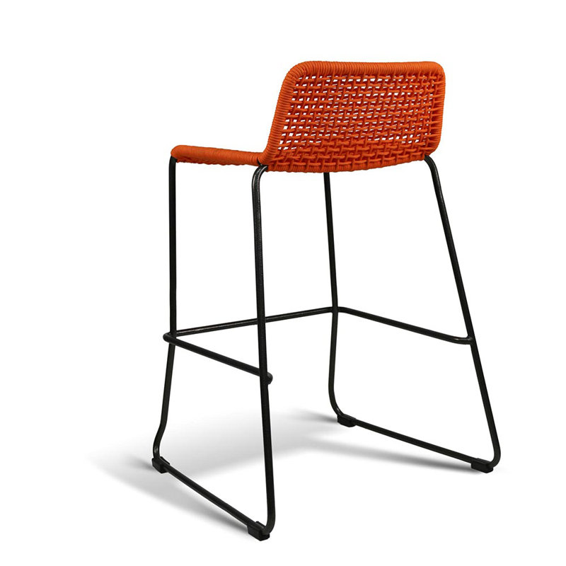 Knot Halfback Bar Stool, Charcoal, Orange