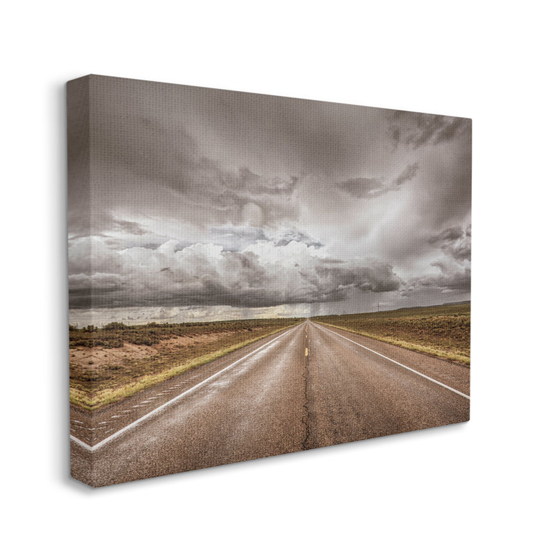 Open Road Under Stormy Sky Western Landscape, H 24 po x l 30 po, Toile tendue