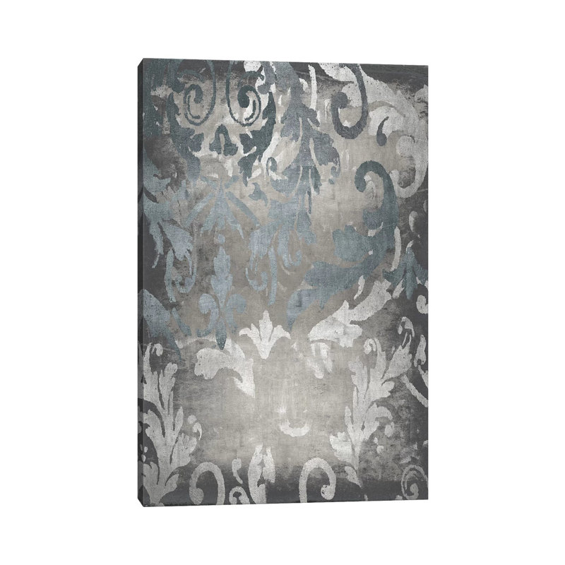 Damask In Silver I by Ellie Roberts - Wrapped Canvas Gallery-Wrapped Canvas Giclée, 20.32 cm H x 30.48 cm W