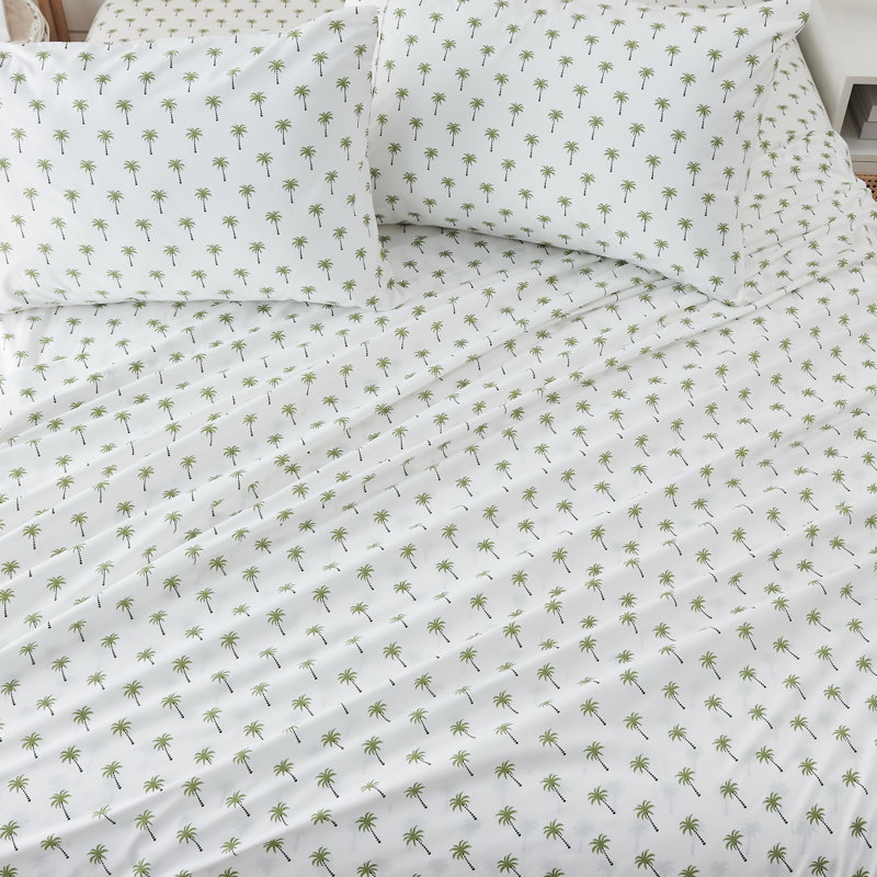 Full Coastal Palm Tree Microfiber Sheet Set