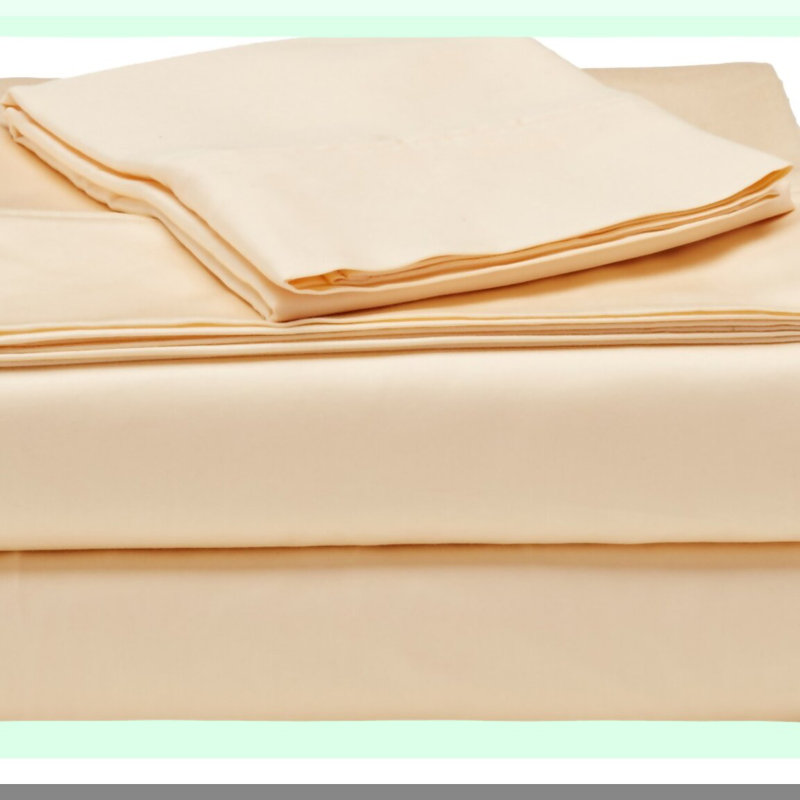 Luxury Gold Thread Cotton Twin Sheet Set - Deep Pocket, 300 Count Solid Bedding Set - Soft, Breathable, Hypoallergenic - Hotel Quality Sheets