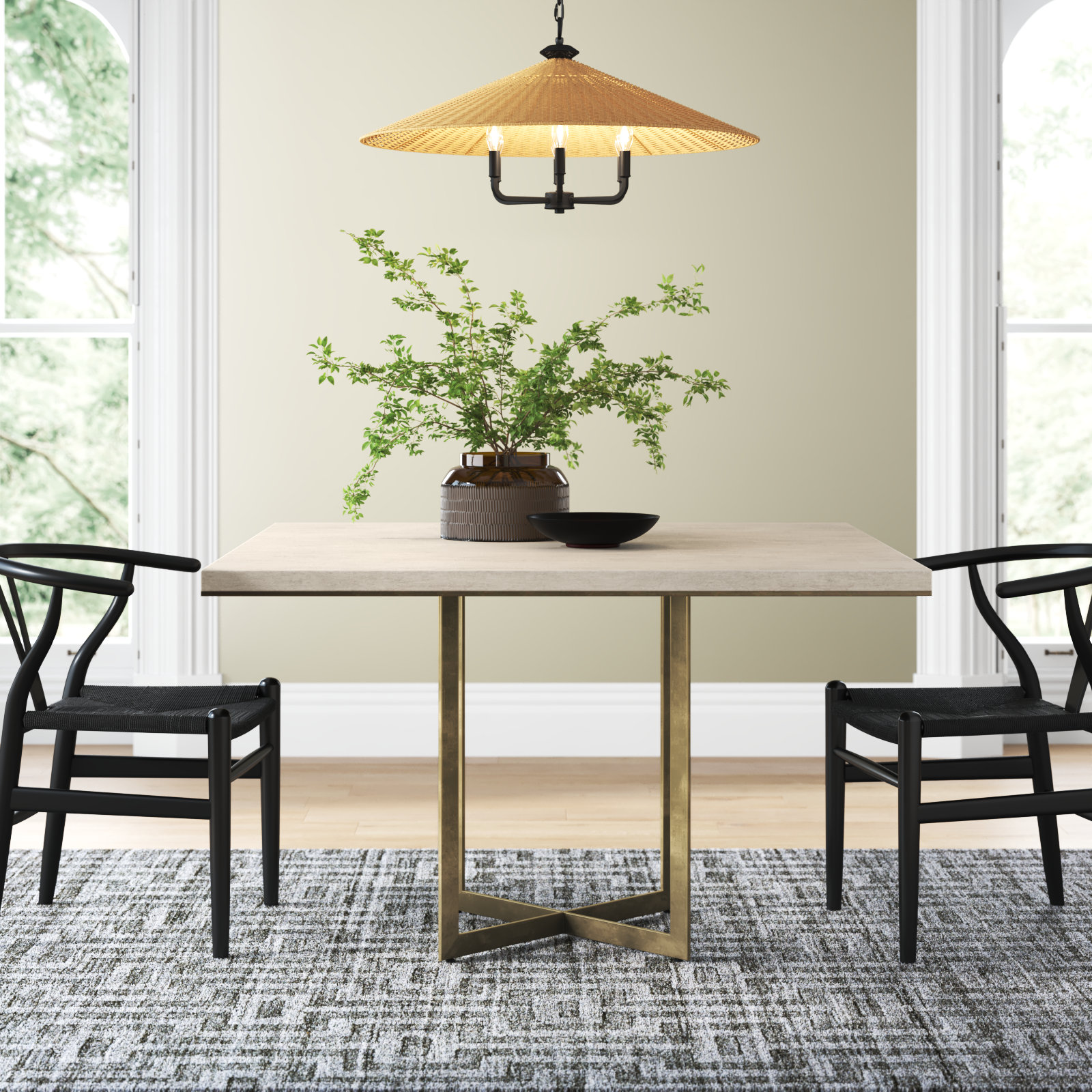 Tulane 48'' Dining Table, Light Brown, Gold