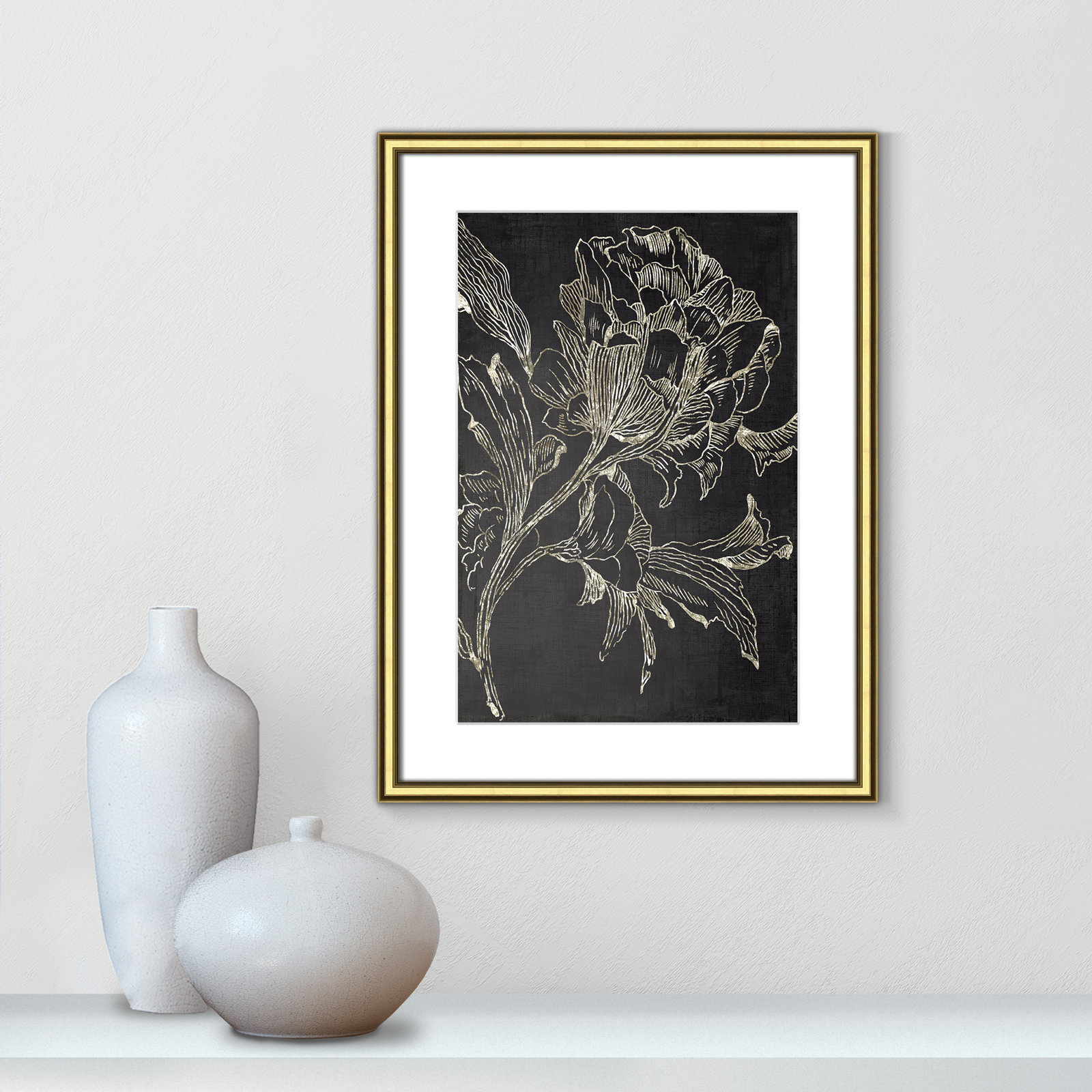 Clarendon "Golden Flower Folklore I" Print, 24.25" H x 18.25" W, Gold Framed
