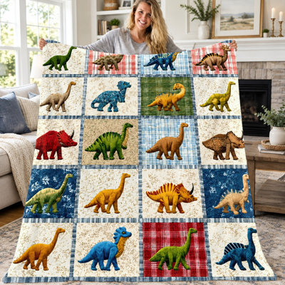 1pc Dinosaur Blanket, Cute Dinosaur Print Flannel Blanket for Kids Boys Girls, Soft Cozy Lightweight Warm Blanket for Sofa Couch Bed Living Room Dorm Office Travel, Home Decor All‑Season Blanket, Machine Washable, Birthday Gift