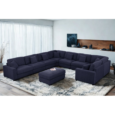 Canapé Agey Degeorge de style moderne à 8 places avec repose-pieds Avery