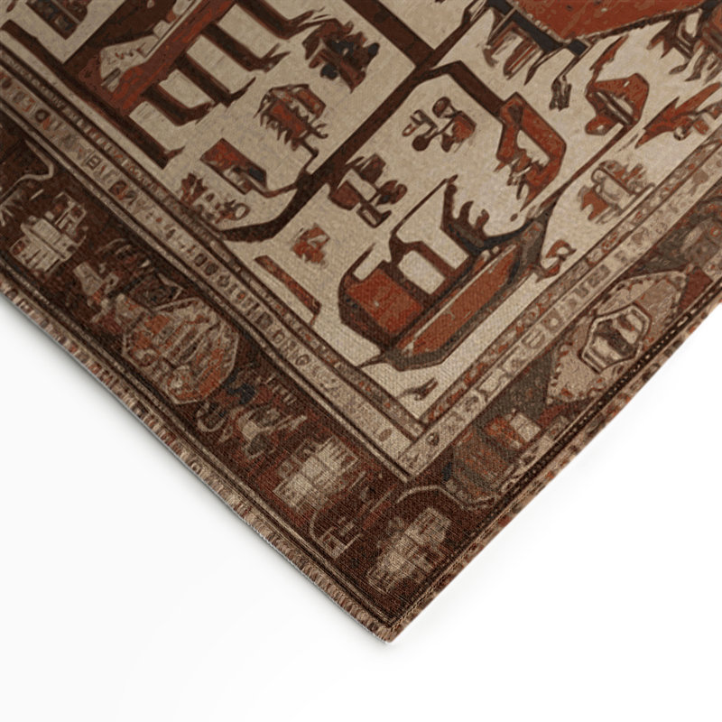 Tapis d'intérieur et d'extérieur brun Persian, Rectangle 5 pi x 7 pi