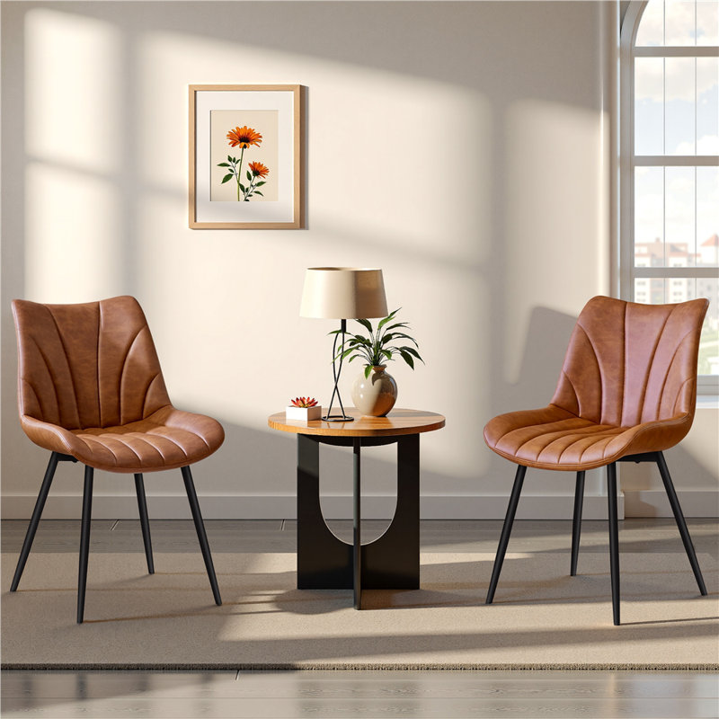 52cm H Tufted Upholstered Side Chair, Retro Brown