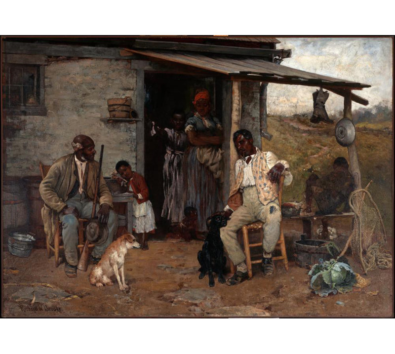 «A Dog Swap» par Richard Norris Brooke - Art mural sur toile tendue avec châssis, H 24 po x l 17 po