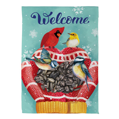 Drapeau «Welcome Bird Friends» en daim