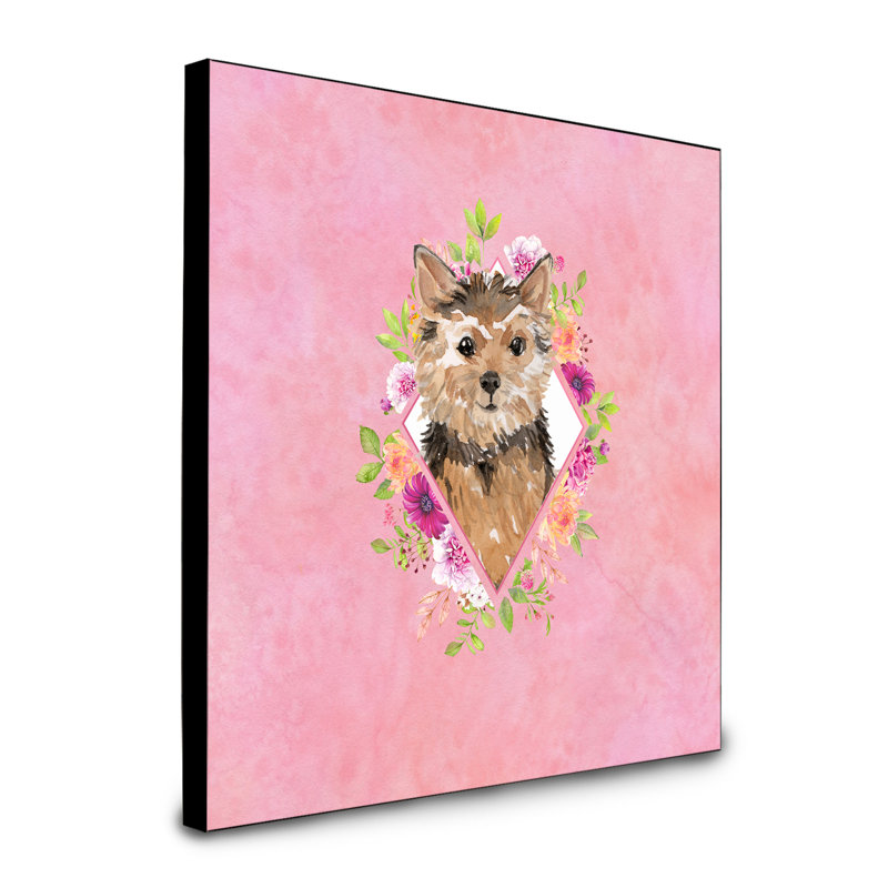 Panneau mural Dollman Flowers, Rose, Norwich Terrier