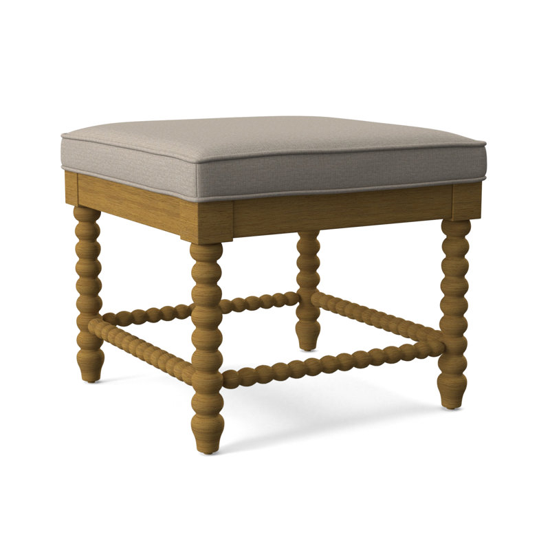 Lind Island Upholstered Bench, Frond Blue; 0448-64, Honey Finish