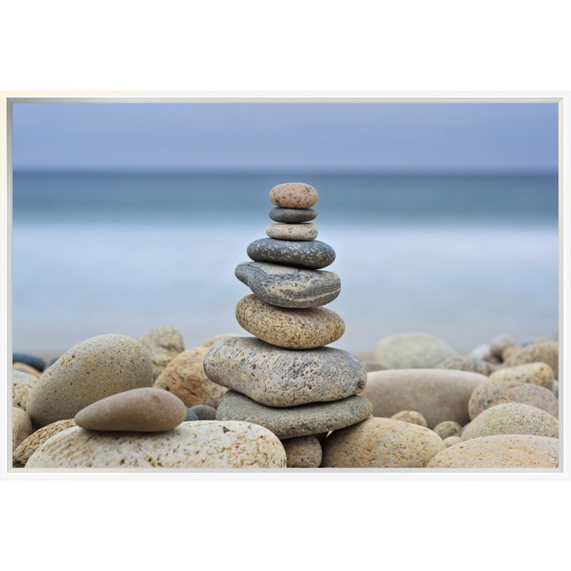 " Stonewall Beach Cairn " by Katherine Gendreau, 12" H x 18" W, No Matte, Wrapped Canvas
