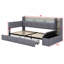 Lit de jour contemporain rembourré avec repose-pieds, tablettes, tiroirs, éclairage DEL et port USB-1286038578