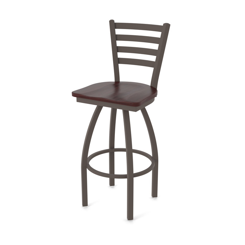 Tabouret pivotant Jackie, Bronze, Bois - Érable cerise foncée, Tabouret de bar (assise de 30 po de hauteur)