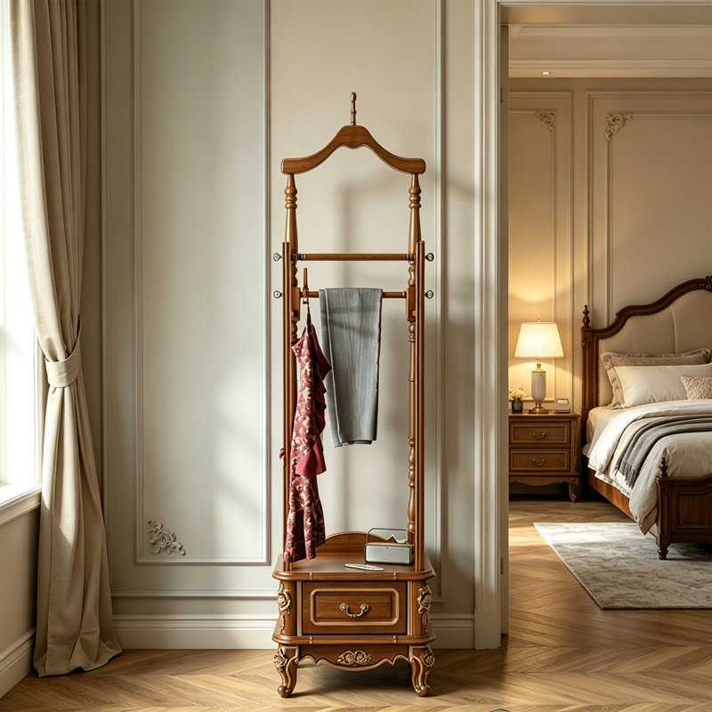 Portemanteau vintage en pin massif, Noyer