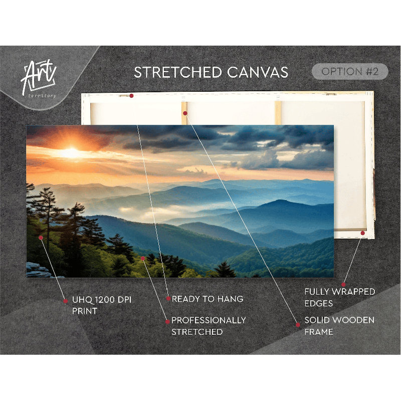 Très grande affiche de voyage panoramique Blue Ridge Mountains, Toile tendue, H 30 po x l 60 po