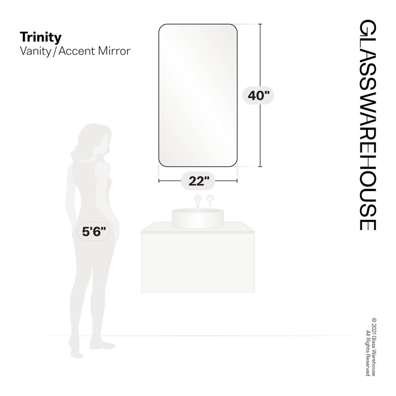 Radius Corner Modern & Contemporary Bathroom/Vanity Mirror, Black