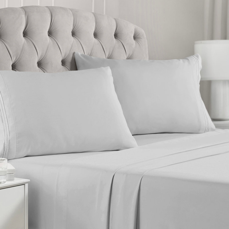 Mellanni 1800 Bed Sheets Split King Light Gray, Split King Sheet Set, Light Gray