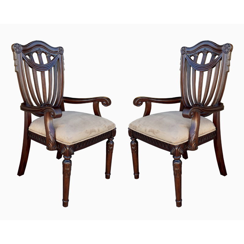 Sheraton 18.5'' H Upholstered Mahogany Armchair