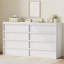 Commode 8 tiroirs pour chambre à coucher, large commode double moderne 54 "avec poignées concaves-280377977