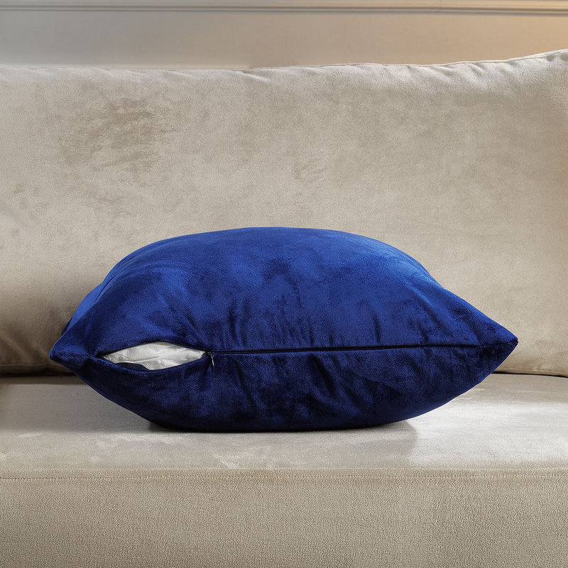 Housse de coussin en velours mat 1pc, Carré 26 po, Marine