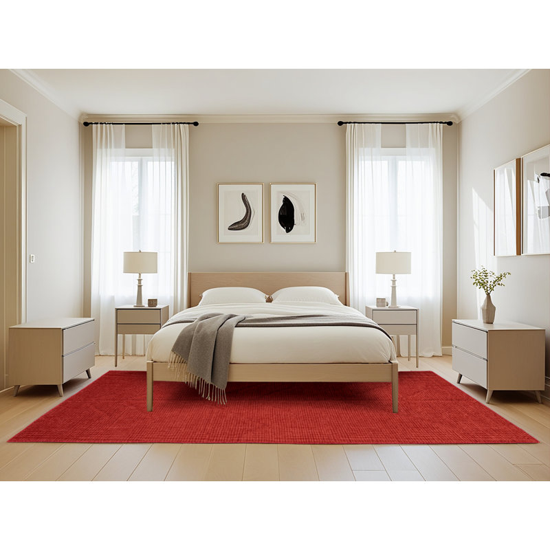 Machine Washable Solid Red Area Rug, Rectangle 5' x 8'