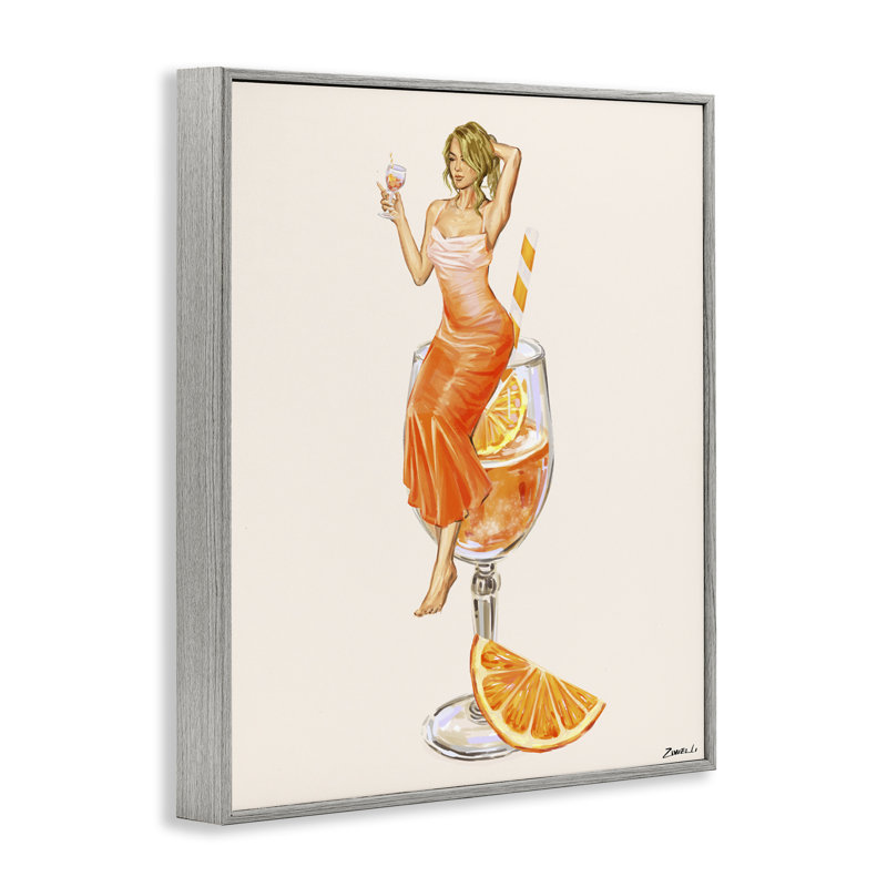 «Woman & Orange Slice», estampe numérique giclée par Ziwei Li, H 20 po x l 16 po, Estampe numérique Farmhouse