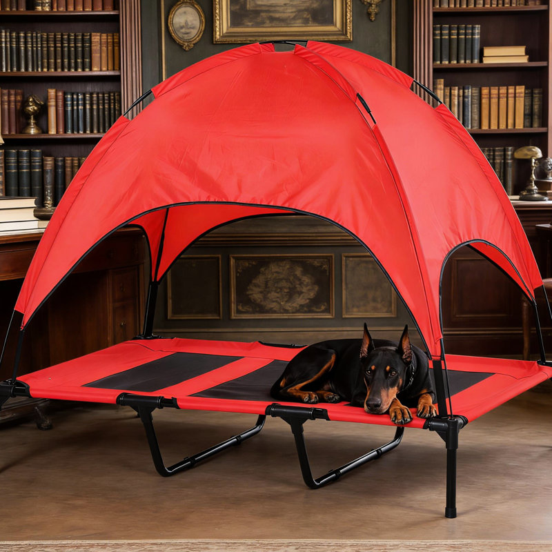 Lit surélevé pour chien avec auvent, en maille respirante, portable et pliable, pour chiens de grande taille (XXL), tissu haute densité, toutes races.