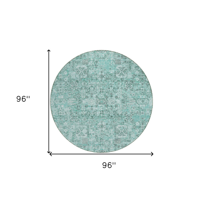 Tapis extérieur lavable floral bleu sarcelle et turquoise 8 pi