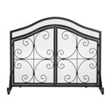 Small Crest Fireplace Screen With Doors