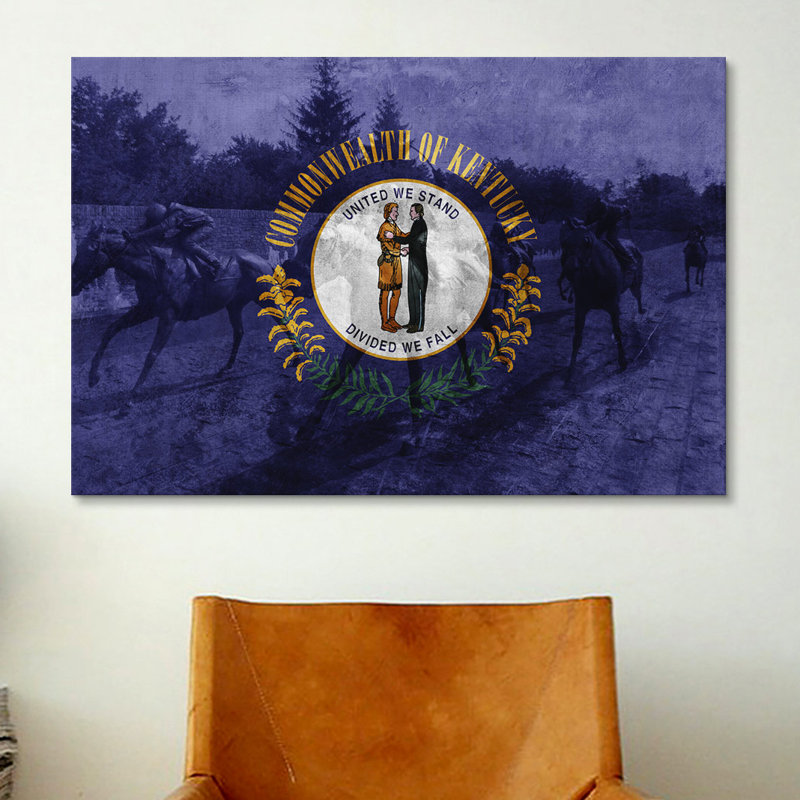 Drapeau du Kentucky, «Derby du Kentucky avec papier grunge», impression sur toile tendue, H 26 po x l 40 po x P 1,5 po