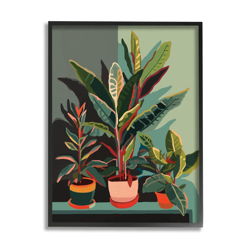 Modern Abstract Botanical Canvas Print with Black Frame, 24" x 30"