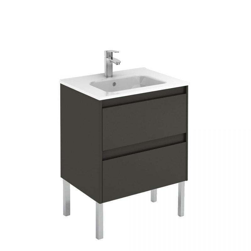 Ambra 23.8'' W Single Vanity, Glossy Anthracite