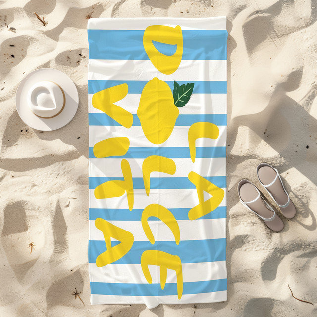  Serviette de plage en microfibre légère, absorbante sans décoloration, 30 po x 60 po, imprimé de lettres citron
