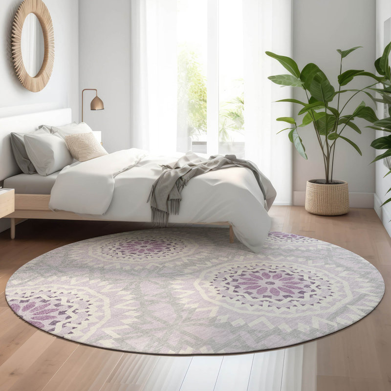 Premium Machine Washable Cerrito Lilac Rug, Round 8'