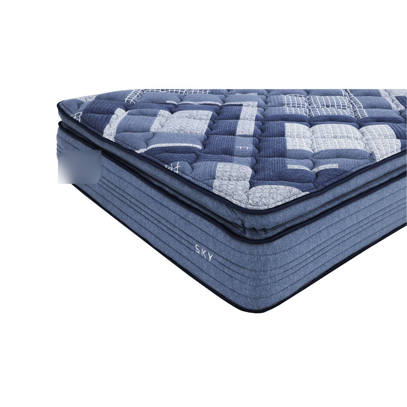 Matelas pleine grandeur à pochette en mousse à mémoire de forme de 14 pouces, housse souple, matelas bleu et multi avec mousse, tissu, roulé,