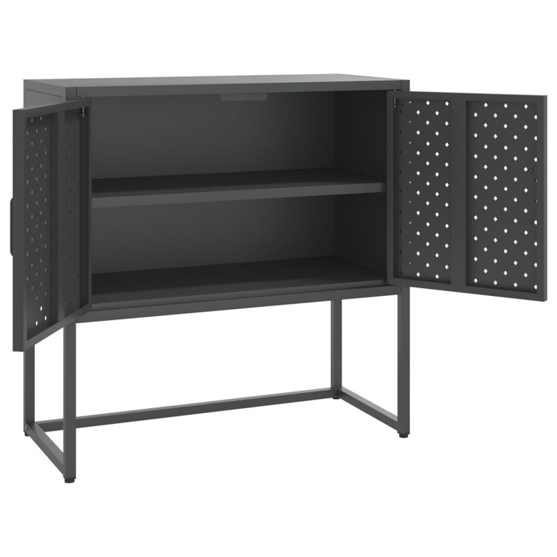 Shovon Sideboard Storage Buffet Cabinet for Kitchen Living Room Entryway Steel, Anthracite