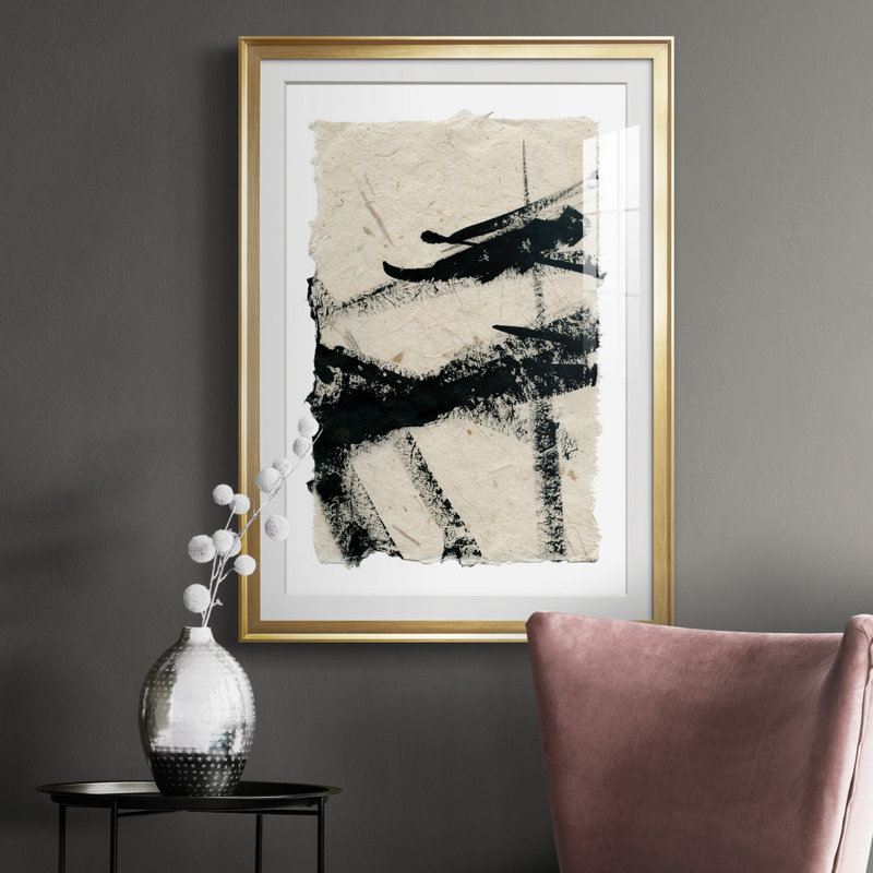 «Lines Crossed II», peinture sur toile encadrée, H 26,5 po x l 36,5 po x P 1,5 po, Or