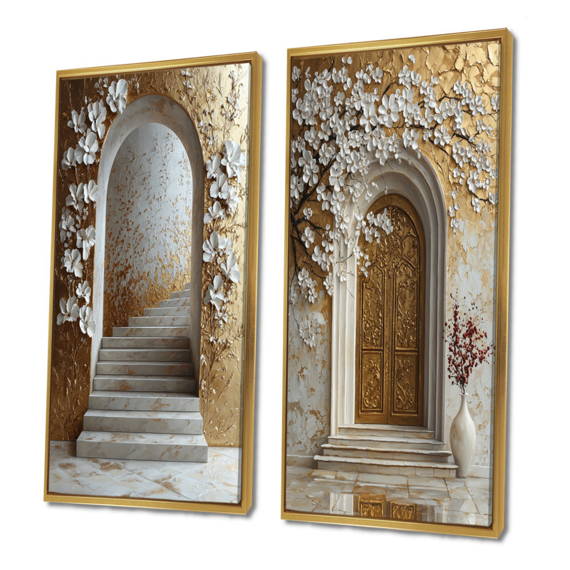 Ensemble de 2 pièces d'art mural d'Istamboul I Sultans Palace I, H 40 po x l 40 po, Cadre flottant doré