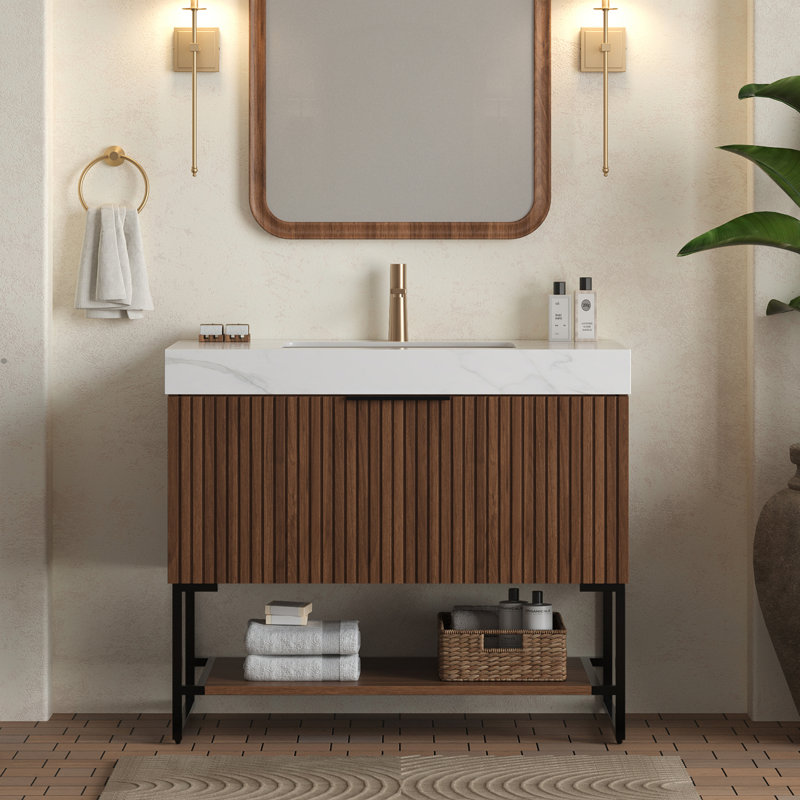 Meuble-lavabo 36 po avec lavabo en céramique et armoire en contreplaqué